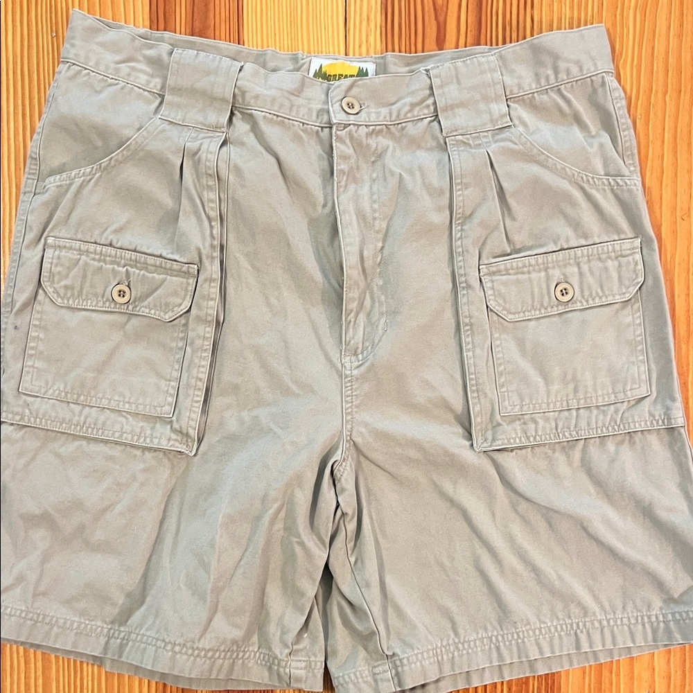 Men's Tan Cargo Shorts with Button-Flap Pockets